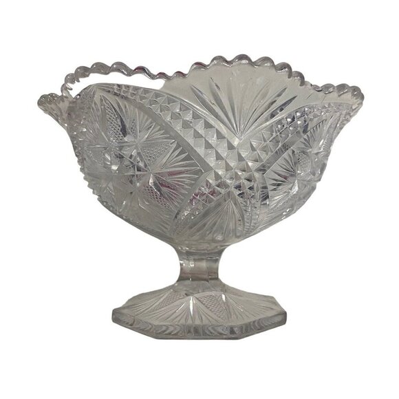 Vintage American Brilliant Cut Glass Compote Candy Dish Pedestal Bowl - Picture 3 of 5